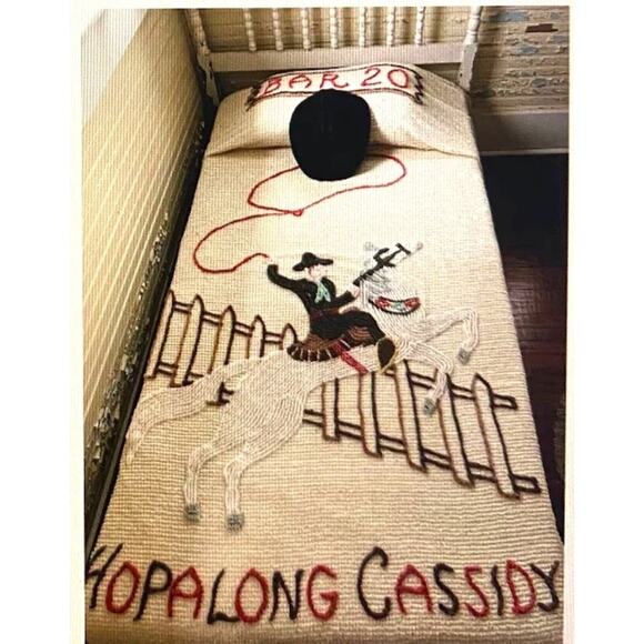 Vintage Hopalong Cassidy Chenille Bedspread “Hoppy” and Horse “Topper” - Picture 14 of 14